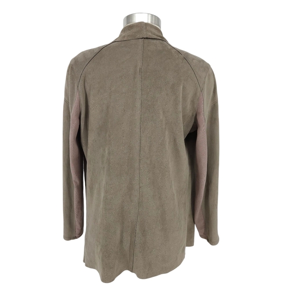 BLANKNYC Cloud Nine Drape Jacket Brown Faux Suede Long Sleeve Open Front Medium - Picture 6 of 9